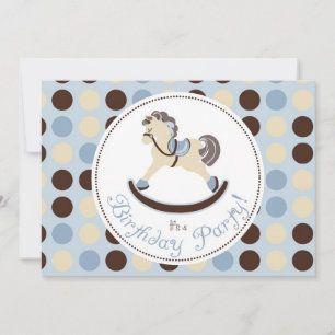 Invitation Anniversaire bleu de cheval de basculage