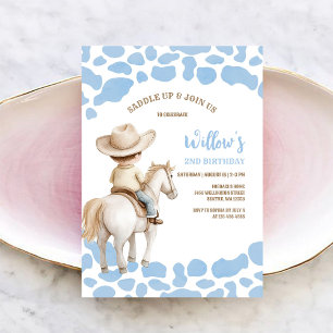 Invitation Anniversaire Bleu de Rodéo Cowboy