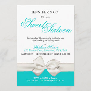 Invitation Anniversaire bleu de sweet sixteen de thème de