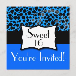 Invitation Anniversaire bleu du bonbon 16 à guépard