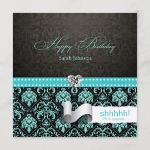 Invitation Anniversaire bleu et noir d'Aqua élégant de