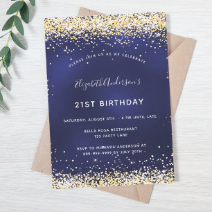 Invitation anniversaire bleu marine