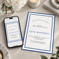 Anniversaire bleu marine blanc minimaliste homme
