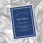 Invitation Anniversaire bleu marine blanc minimaliste luxe<br><div class="desc">Une invitation moderne,  élégante et raffinée. Un arrière - plan bleu marine décoré de cadres blancs. Personnalisez et ajoutez un nom et des détails. Texte blanc.</div>