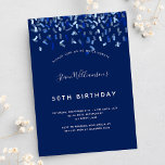 Invitation Anniversaire bleu marine confetti homme gars<br><div class="desc">Une invitation moderne,  élégante et raffinée. Un arrière - plan bleu marine décoré de confettis bleus. Personnalisez et ajoutez un nom et des détails. Texte blanc.</div>