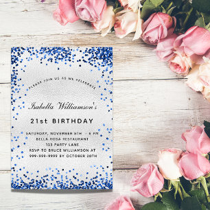 Invitation Anniversaire bleu marine marine confetti