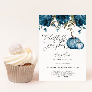 Invitation Anniversaire bleu petit Citrouille