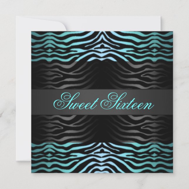 Invitation anniversaire bleu Sweet 16 Impression Z (Devant)