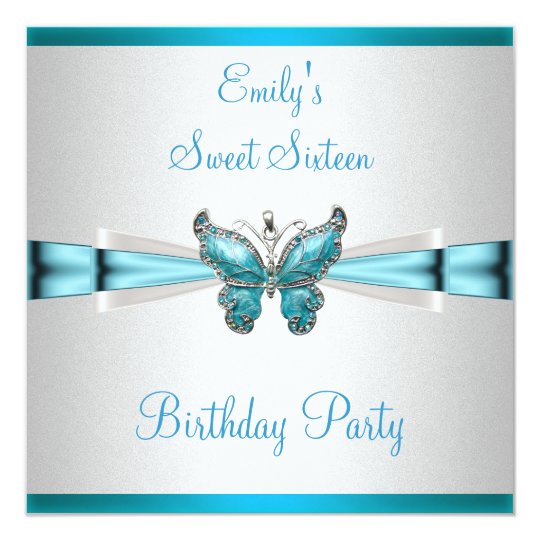 Invitation Anniversaire Bleu Turquoise De Papillon De Blanc Zazzle Fr Invitation Anniversaire Bleu Turquoise De Papillon De Blanc Zazzle Fr