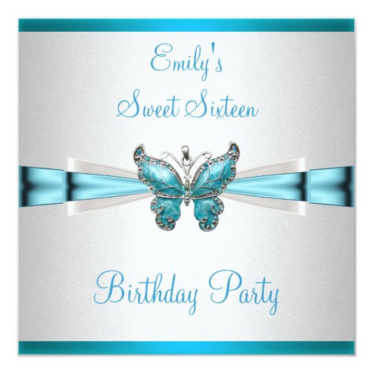 Invitation Anniversaire Bleu Turquoise De Papillon De Blanc Zazzle Fr