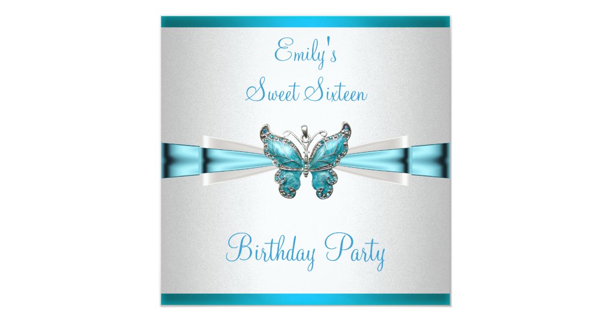 Invitation Anniversaire Bleu Turquoise De Papillon De Blanc Zazzle Fr Invitation Anniversaire Bleu Turquoise De Papillon De Blanc Zazzle Fr