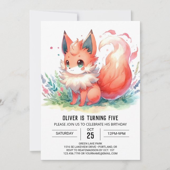 Invitation Anniversaire Bohème Digital Fox (Devant)