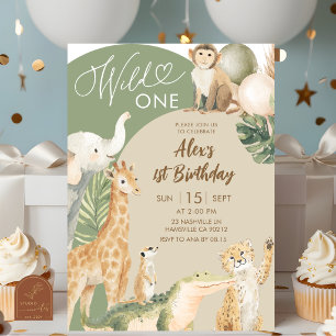 Invitation anniversaire Boho Greenery Safari Wild 