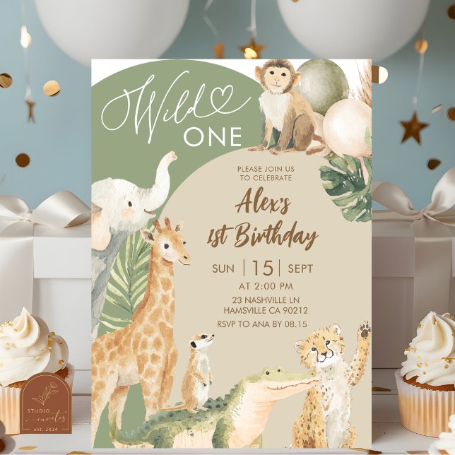 Invitation anniversaire Boho Greenery Safari Wild  (Créateur téléchargé)