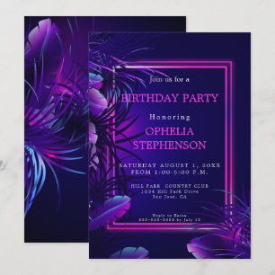 Invitation Anniversaire   Bold Naissance du néon tropical