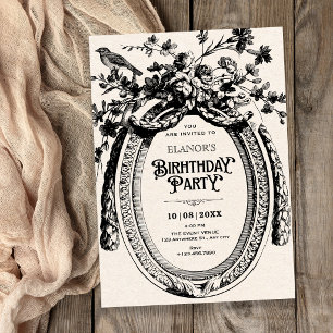 Invitation Anniversaire botanique artistique rustique vintage