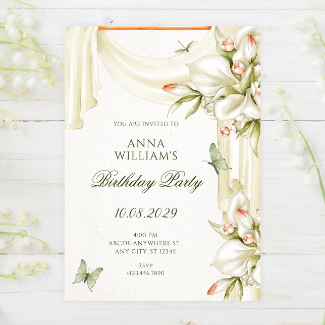 Invitation Anniversaire botanique floral décoratif (Créateur téléchargé)