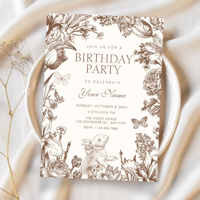 Invitation Anniversaire botanique floral vintage (Créateur téléchargé)