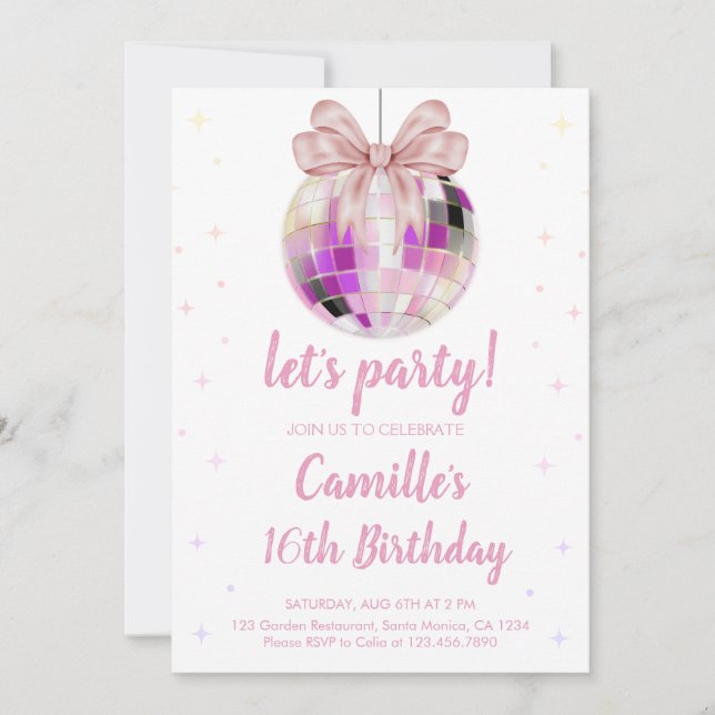 Invitation Anniversaire Boule Disco  (Devant)