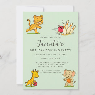 Invitation Anniversaire Bowling à Dix Quilles pour Enfants