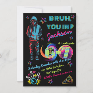 Invitation Anniversaire Bowling Bruh Néon 6-7