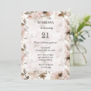 Invitation Anniversaire Brown rose pâle