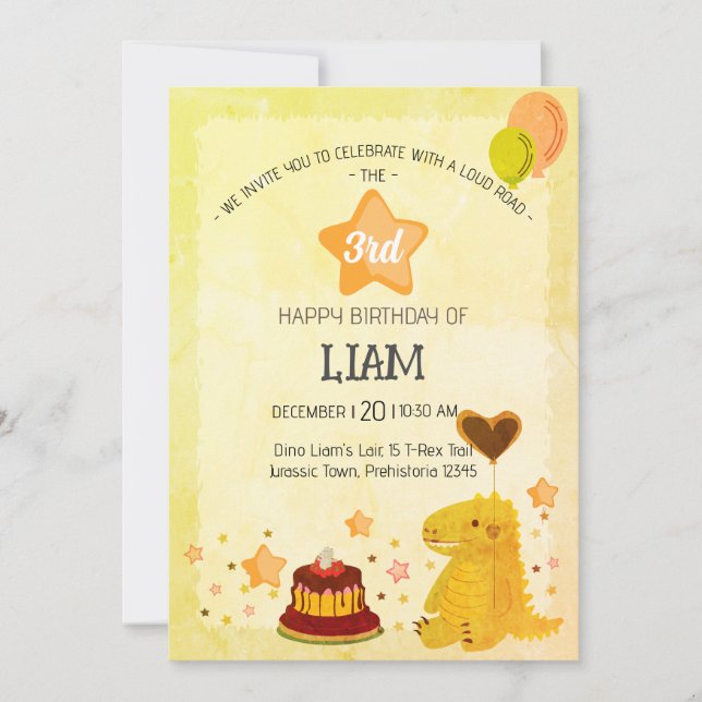 Invitation Anniversaire bruyant de 3 ans (Devant)