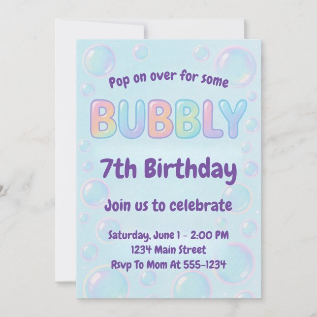 Invitation Anniversaire Bulle Colorée (Devant)