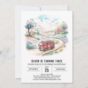 Invitation Anniversaire Camion Vintage Scénique