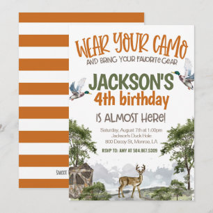 Invitation Anniversaire Camo Deer Hunter