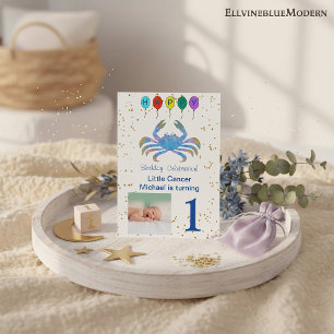 Invitation Anniversaire Cancer Or & Ballons & Signe Zodiaque