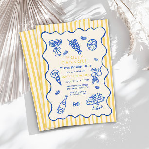 Invitation Anniversaire Cannoli Italien Saint Dessiné à la Ma