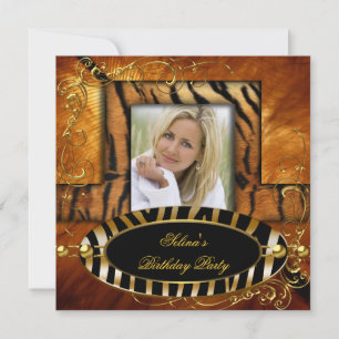 Invitation Anniversaire Caramel Tigre Zèbre Sauvage