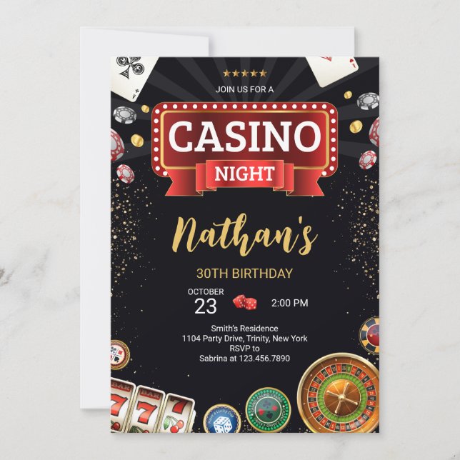 Invitation Anniversaire Casino (Devant)