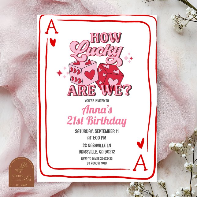 Invitation anniversaire casino rétro rose (Créateur téléchargé)