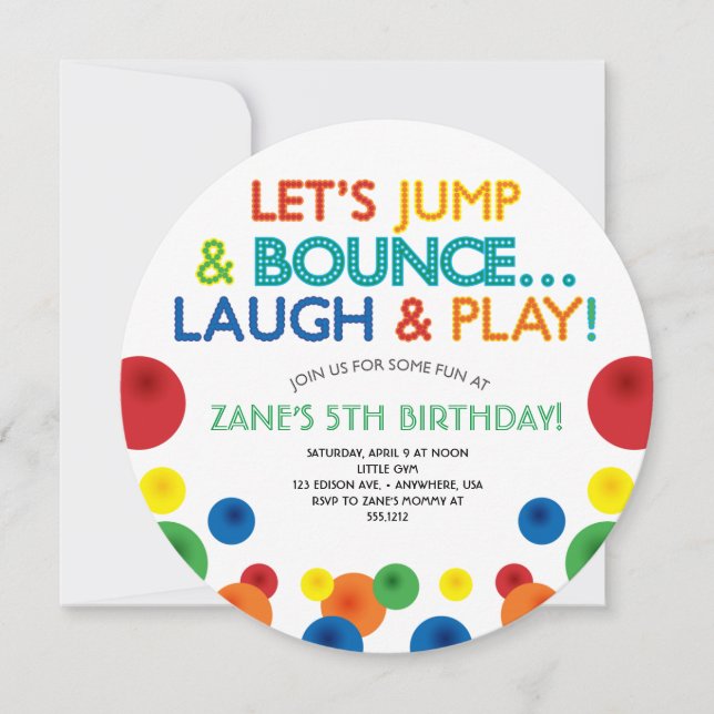 Invitation anniversaire cercle balle sautante (Devant)