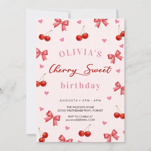 Invitation Anniversaire Cerise (Devant)