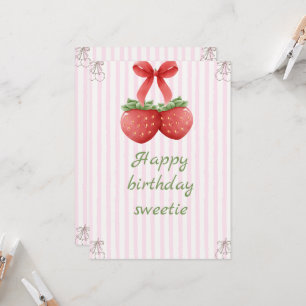 Invitation Anniversaire Cerise Douce – Élégance Rose et Blanc