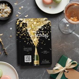 Invitation Anniversaire Champagne Célébration QR Code Invitat