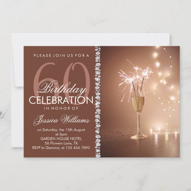 Invitation Anniversaire Champagne & Étoiles (Devant)