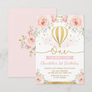Invitation Anniversaire chaud de fille florale d'or de rose