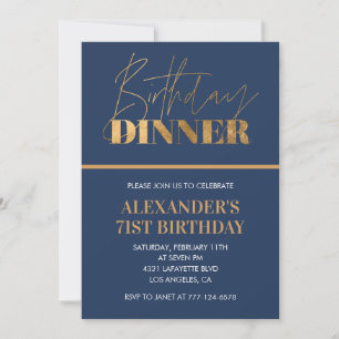 Invitation anniversaire chic 71 ans dîner d'annive