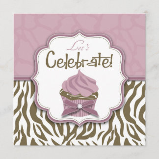 Invitation Anniversaire chic de safari et de petit gâteau