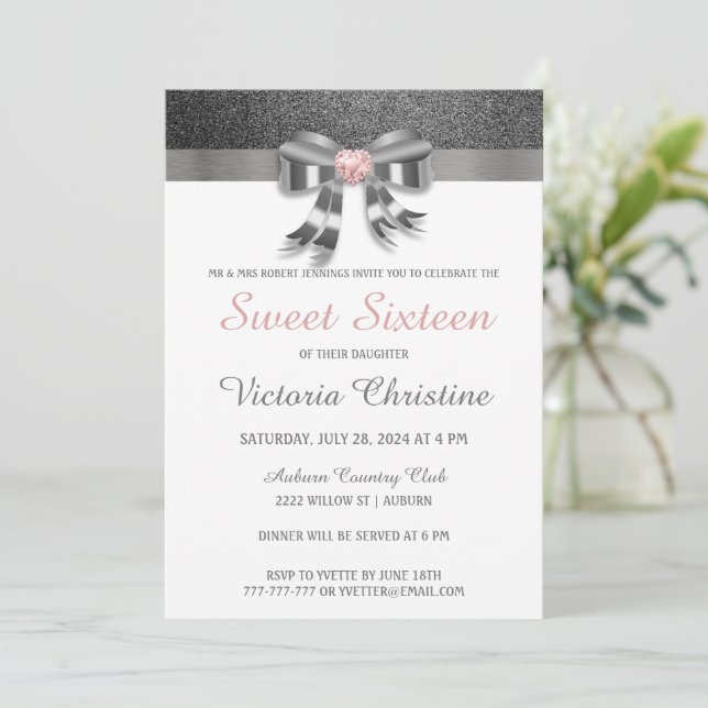 Invitation Anniversaire Chic Parties scintillant A (Debout devant)