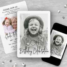 Invitation ANNIVERSAIRE Chic Photo 2 Typographie Élégante Fêt