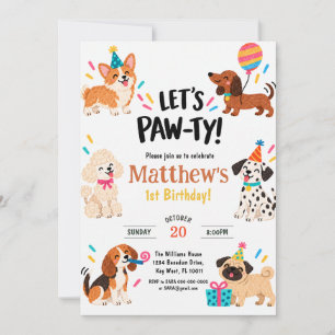 Invitation Anniversaire Chien Colorée Dessinée à l