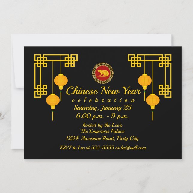 Invitation Anniversaire chinois du Nouvel An (Devant)