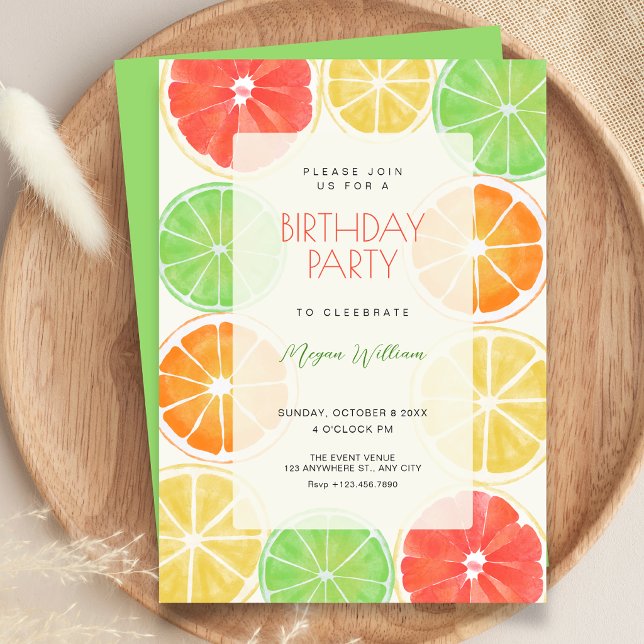 Invitation Anniversaire citron coloré (Créateur téléchargé)