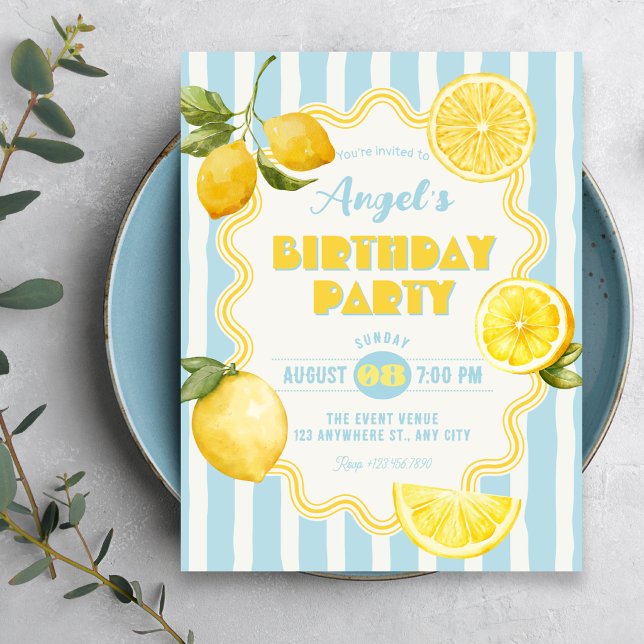 Invitation Anniversaire citron frais d'été (Créateur téléchargé)