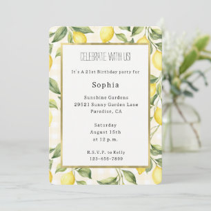 Invitation Anniversaire citrons jaunes frais